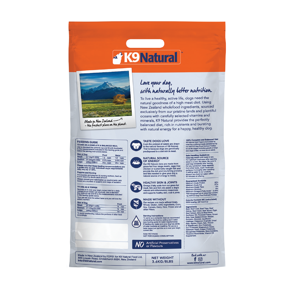 K9 natural freeze top dried dog food