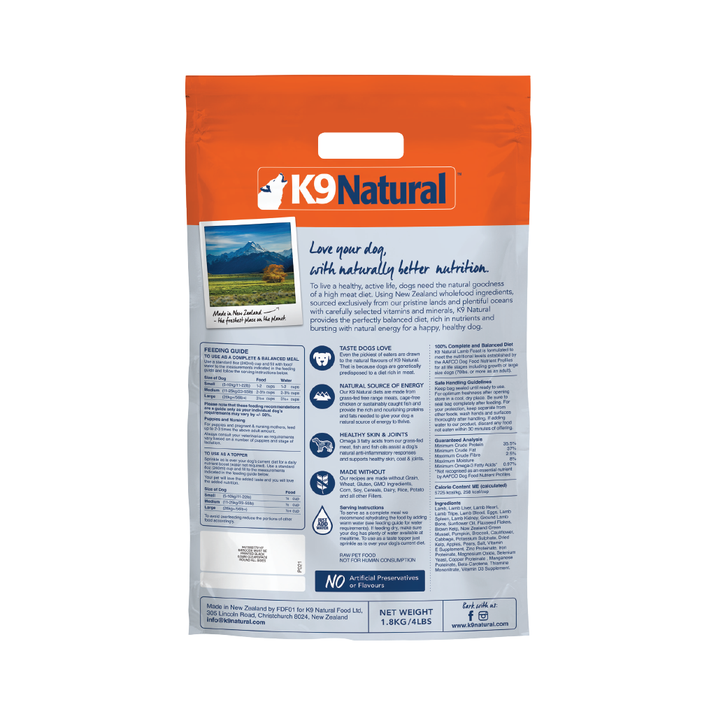 K9 natural lamb feast 3.6 kg best sale